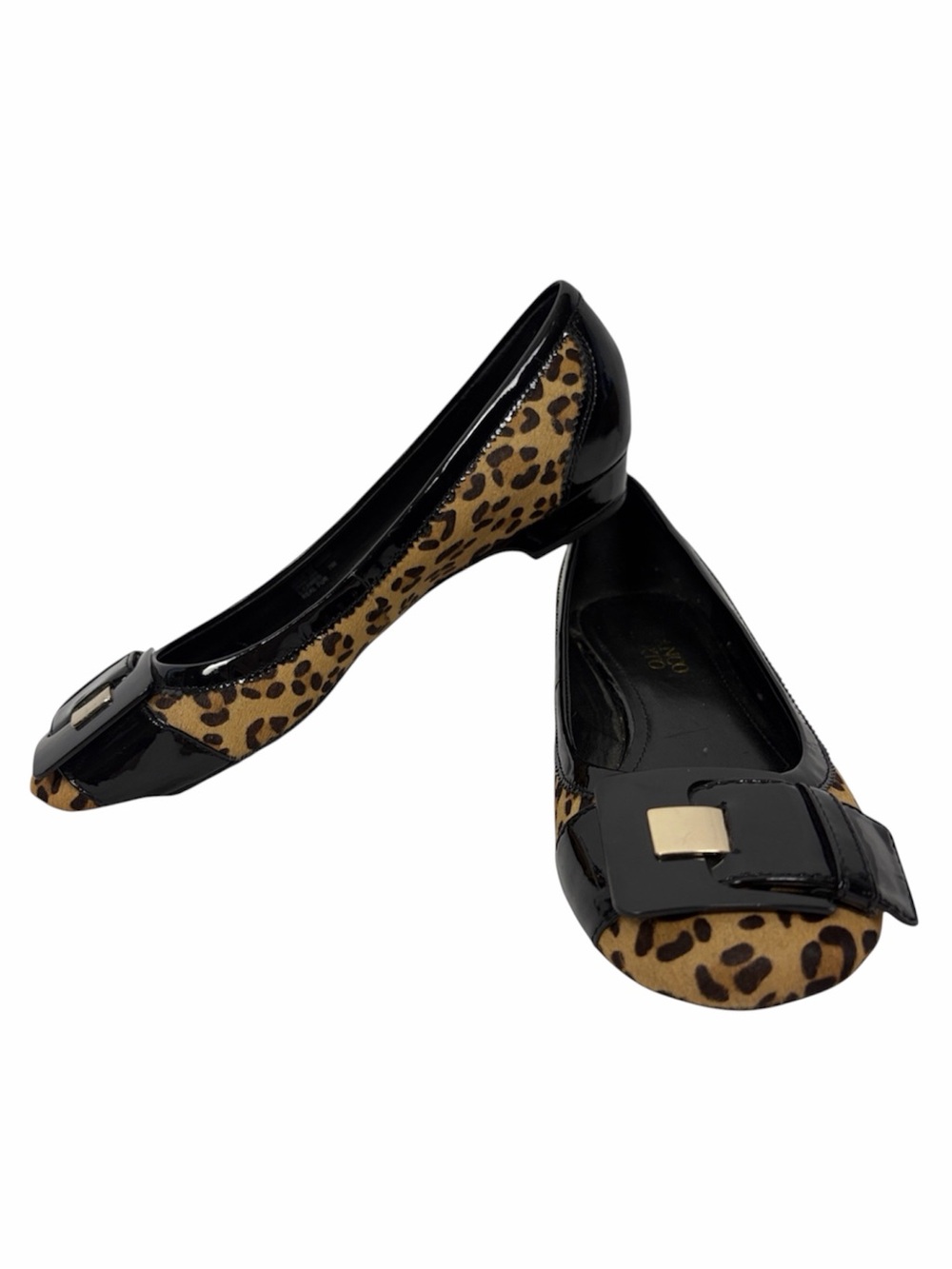 Franco Sarto Leopard Print Patent Leather Ballet Flats Buckle Size 7